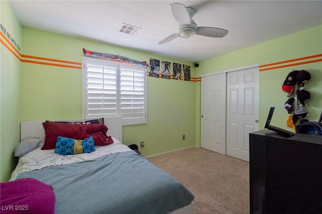 212 Stour Ln, Las Vegas, NV 89144 - carpeted bedroom featuring a closet and a ceiling fan