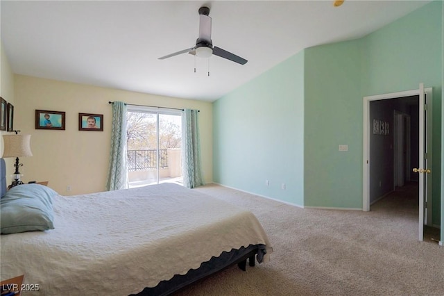 212 Stour Ln, Las Vegas, NV 89144 - bedroom featuring access to outside, carpet flooring, and ceiling fan