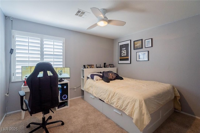 212 Stour Ln, Las Vegas, NV 89144 - carpeted bedroom with ceiling fan and an office area