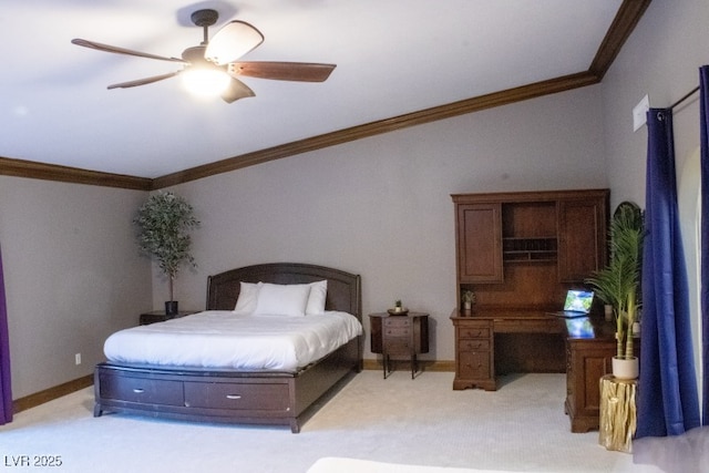3430 Tanto Cir, Las Vegas, NV 89121 - bedroom featuring ornamental molding, light colored carpet, and ceiling fan