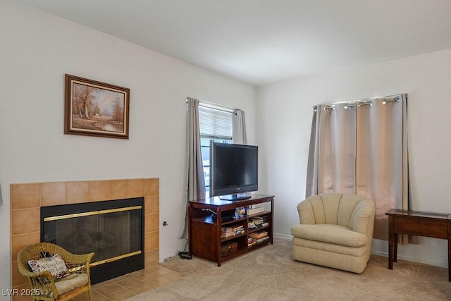 2902 Aztec Lily Ln, Henderson, NV 89074 - living area featuring a tiled fireplace
