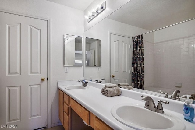 2902 Aztec Lily Ln, Henderson, NV 89074 - full bath featuring double vanity and shower / tub combo with curtain