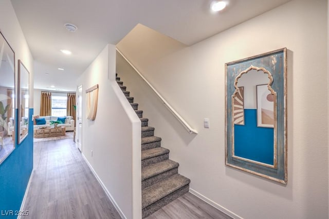 10988 Rollingford Ave Lot 10, Las Vegas, NV 89166 - staircase with wood finished floors and recessed lighting