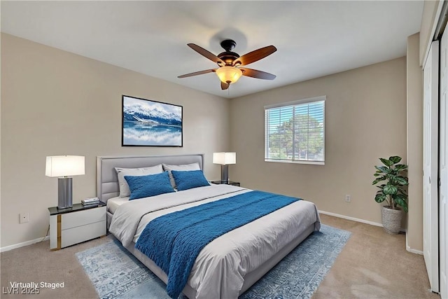 1424 Colt Dr, Henderson, NV 89002 - bedroom featuring light carpet and ceiling fan