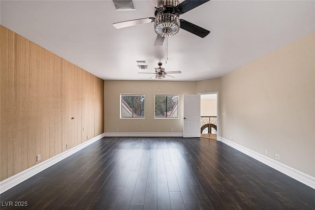 81 Quail Run Rd, Henderson, NV 89014 - unfurnished living room featuring ceiling fan and dark wood finished floors