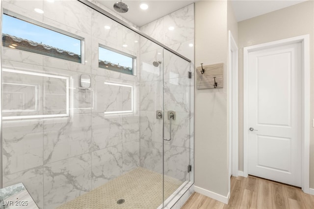 186 Vista Balla Ave, Las Vegas, NV 89138 - full bath featuring a marble finish shower and wood finished floors
