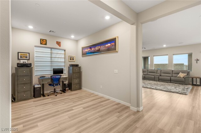 186 Vista Balla Ave, Las Vegas, NV 89138 - office featuring light wood-style floors and recessed lighting