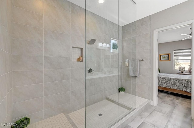 9940 Heather Moore Ave, Las Vegas, NV 89166 - ensuite bathroom with a walk in shower and tile patterned floors