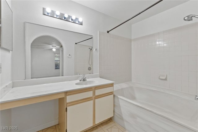 2200 S Fort Apache Rd Unit 1114, Las Vegas, NV 89117 - full bathroom featuring vanity, bathing tub / shower combination, ceiling fan, and tile patterned floors