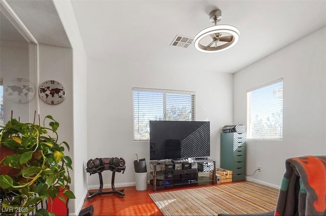 10500 Eagle Nest St, Las Vegas, NV 89141 - office featuring a ceiling fan and wood finished floors
