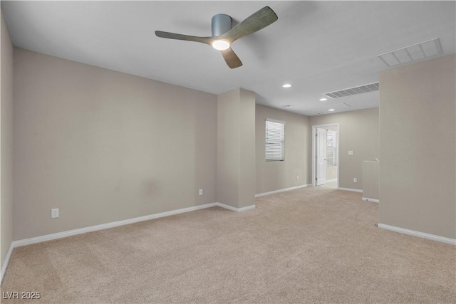 7104 Stockton Dunes St, North Las Vegas, NV 89084 - empty room with a ceiling fan, light colored carpet, and recessed lighting