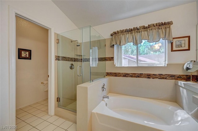 1734 Marshall Dr, Henderson, NV 89014 - bathroom with a garden tub, a stall shower, and tile patterned flooring