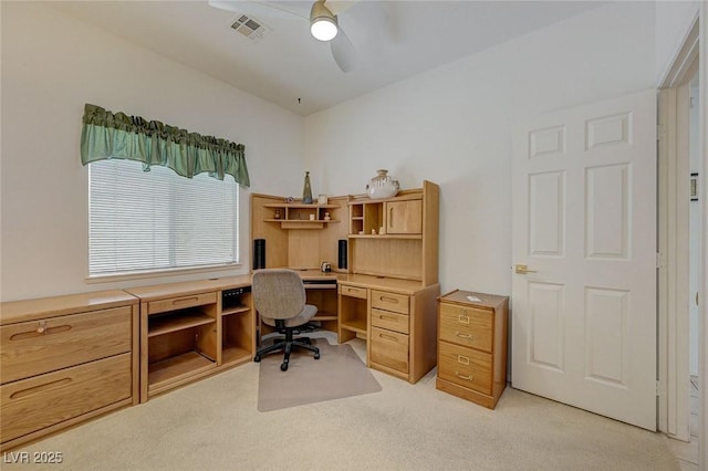 1734 Marshall Dr, Henderson, NV 89014 - office area featuring a ceiling fan and light carpet