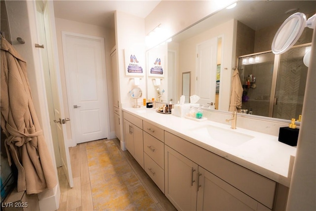 9584 Jadeite Ln, Las Vegas, NV 89143 - bathroom with vanity and a shower with shower door