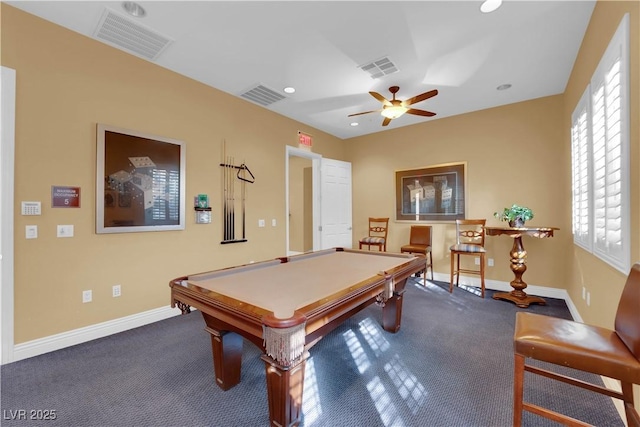 8520 Insignia Ave Unit 104, Las Vegas, NV 89178 - recreation room with pool table, ceiling fan, carpet flooring, and recessed lighting