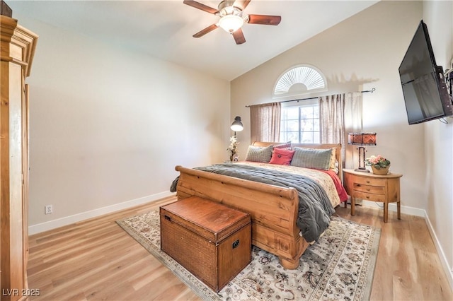 3324 Canyon Lake Dr, Las Vegas, NV 89117 - bedroom with lofted ceiling, light wood-type flooring, and ceiling fan