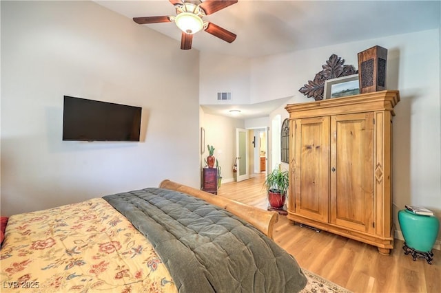 3324 Canyon Lake Dr, Las Vegas, NV 89117 - bedroom featuring light wood-style floors and ceiling fan
