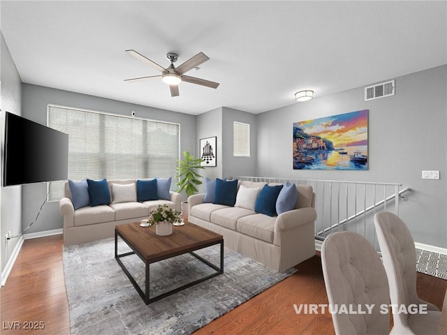5855 Valley Dr Unit 2119, North Las Vegas, NV 89031 - living room featuring a ceiling fan and wood finished floors