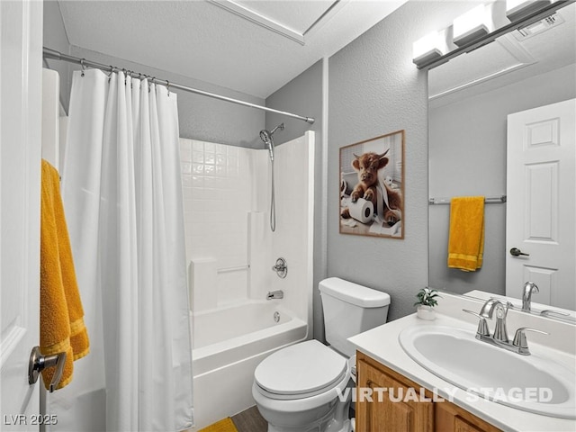 5855 Valley Dr Unit 2119, North Las Vegas, NV 89031 - full bath featuring shower / bath combo, vanity, and a textured wall