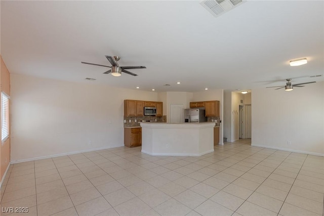 4855 Double Down Dr Unit 103, Las Vegas, NV 89122 - unfurnished living room with ceiling fan, light tile patterned floors, and recessed lighting