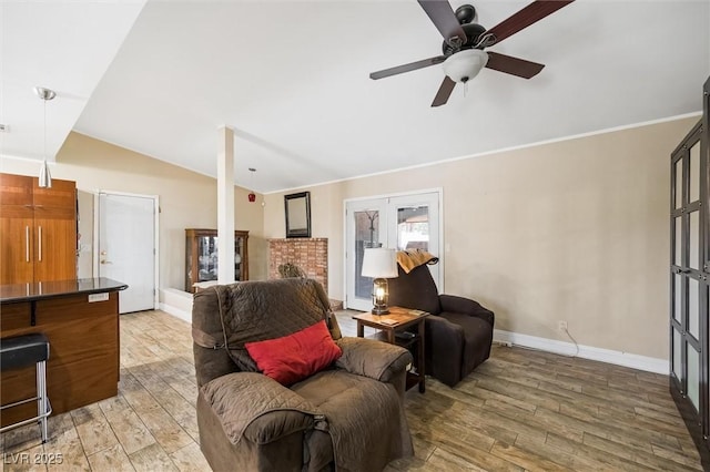4544 Plaza De Vista St, Las Vegas, NV 89120 - living area featuring vaulted ceiling, light wood finished floors, and ceiling fan