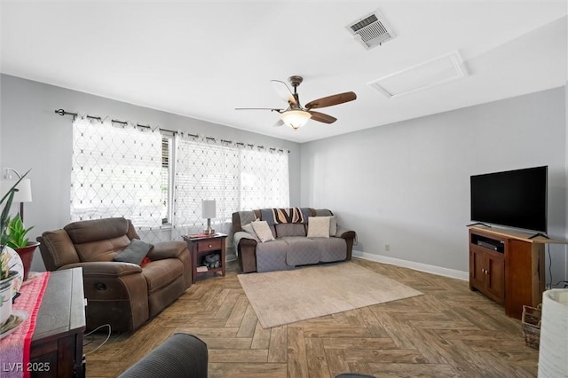 4544 Plaza De Vista St, Las Vegas, NV 89120 - living room featuring attic access and a ceiling fan