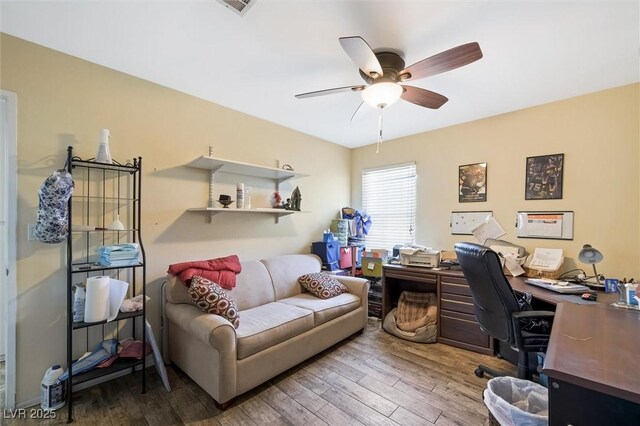 4544 Plaza De Vista St, Las Vegas, NV 89120 - office featuring a ceiling fan and hardwood / wood-style flooring