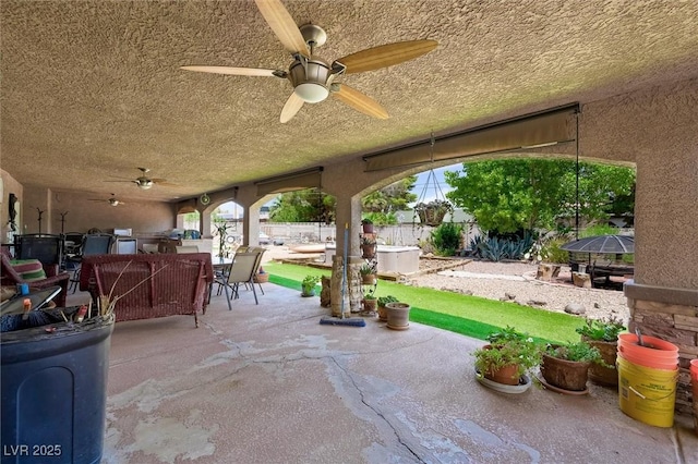 4544 Plaza De Vista St, Las Vegas, NV 89120 - view of patio featuring a ceiling fan, outdoor dining space, and a gazebo