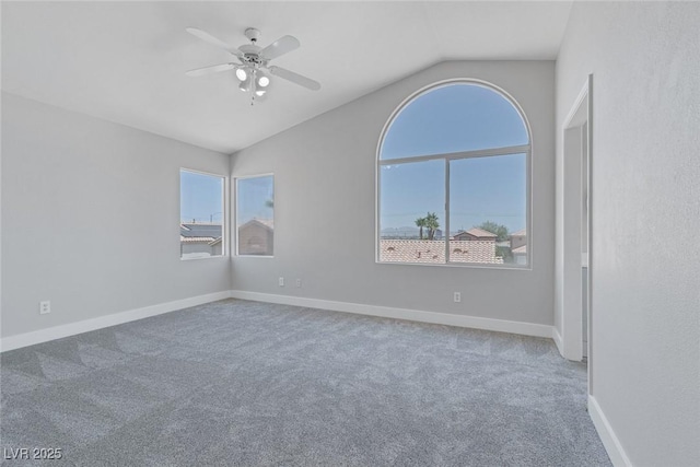 3664 Summer Picnic Ct, Las Vegas, NV 89147 - unfurnished room with vaulted ceiling, carpet, and ceiling fan