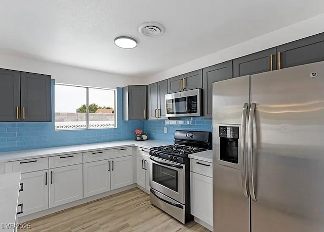 5321 Westleigh Ave, Las Vegas, NV 89146 - kitchen with stainless steel appliances, light countertops, backsplash, and light wood-type flooring