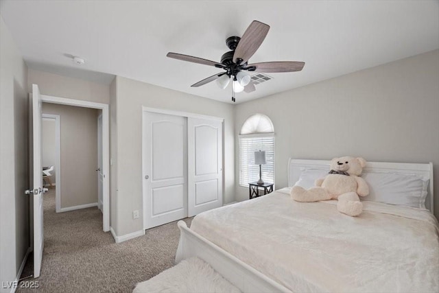7012 Geese Gathering St, North Las Vegas, NV 89084 - bedroom featuring a closet, carpet floors, and ceiling fan