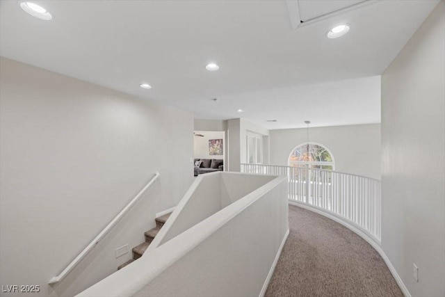 7012 Geese Gathering St, North Las Vegas, NV 89084 - hallway with recessed lighting, carpet, and attic access