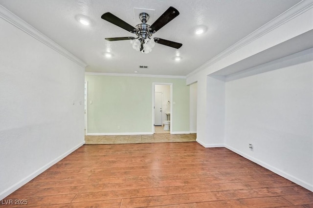 1885 Valley Dr, Las Vegas, NV 89108 - empty room featuring crown molding, light wood-type flooring, and ceiling fan