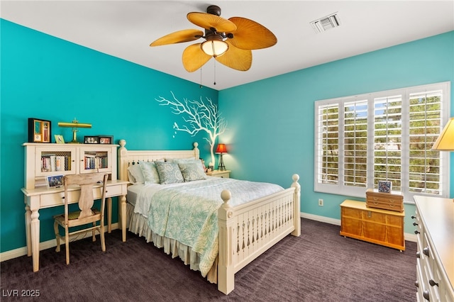 7428 Doe Ave, Las Vegas, NV 89117 - bedroom featuring carpet flooring, a ceiling fan, and an accent wall