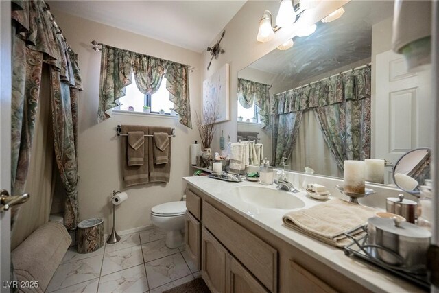 3648 Glen Ridge Way, Las Vegas, NV 89108 - full bath featuring vanity, marble look tiles, and a shower with shower curtain