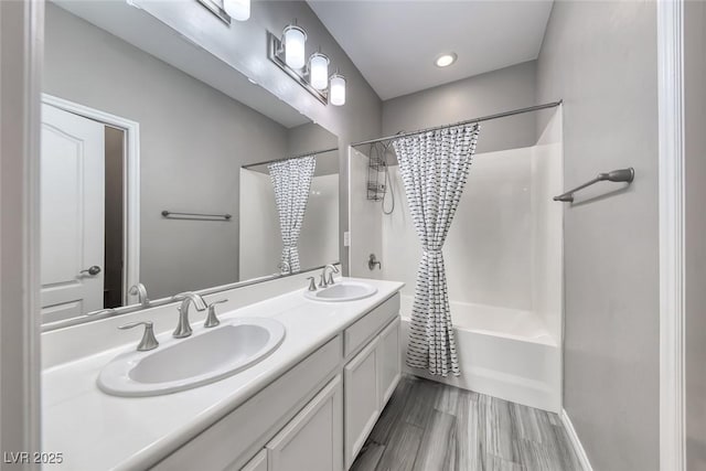 12313 Old Muirfield St, Las Vegas, NV 89141 - full bath featuring shower / tub combo with curtain and double vanity