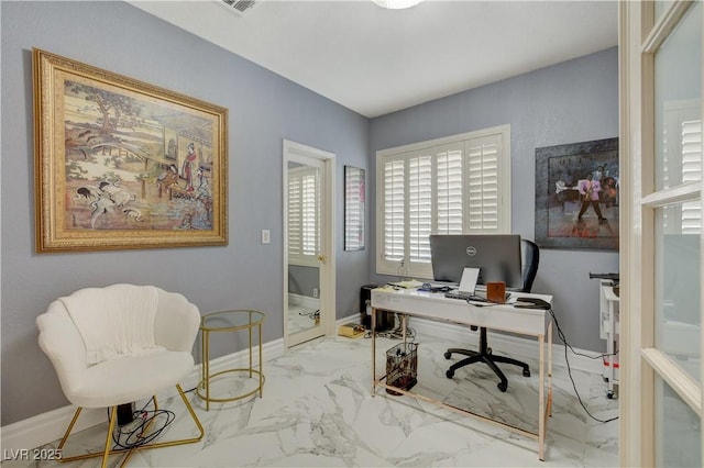 7613 Hackensack Ct, Las Vegas, NV 89128 - home office with marble look tile flooring and baseboards