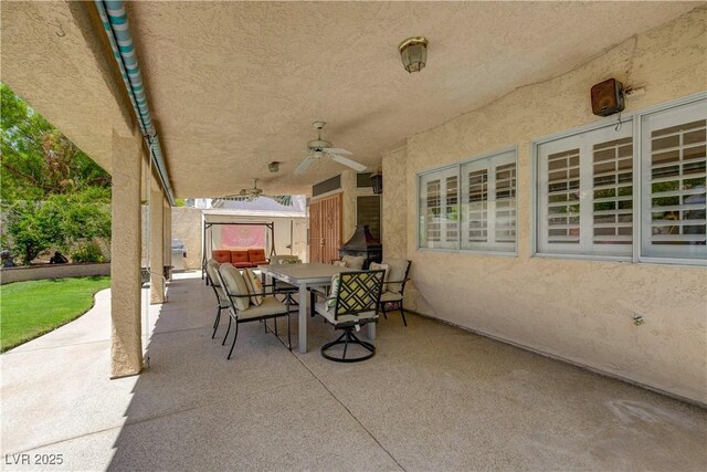 7613 Hackensack Ct, Las Vegas, NV 89128 - view of patio / terrace featuring outdoor dining space and a ceiling fan