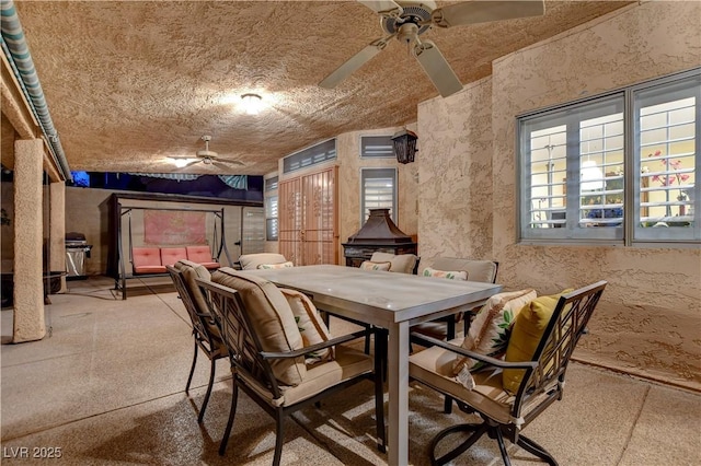 7613 Hackensack Ct, Las Vegas, NV 89128 - view of patio / terrace featuring a ceiling fan, outdoor dining area, and area for grilling
