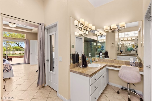9136 Eagle Ridge Dr, Las Vegas, NV 89134 - full bathroom with tile patterned flooring and vanity
