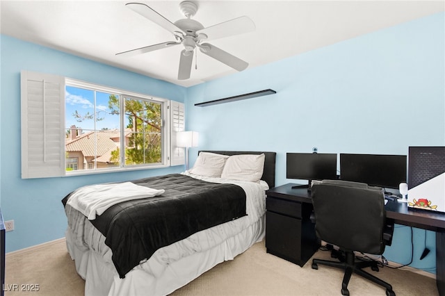9136 Eagle Ridge Dr, Las Vegas, NV 89134 - carpeted bedroom with a desk and ceiling fan