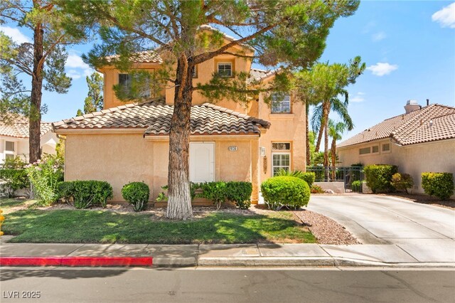 9136 Eagle Ridge Dr, Las Vegas, NV 89134 - mediterranean / spanish-style home featuring a tiled roof and stucco siding