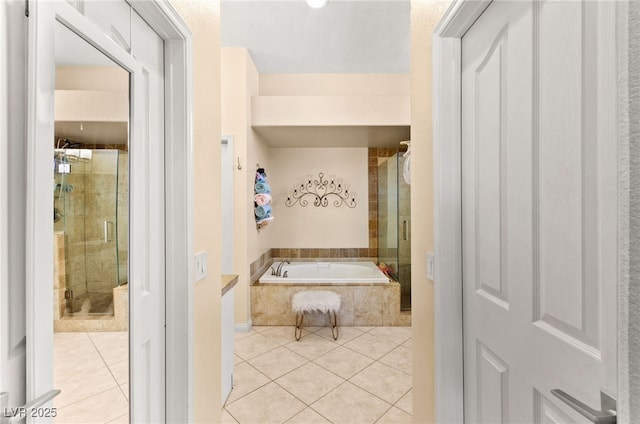 9136 Eagle Ridge Dr, Las Vegas, NV 89134 - full bath with tile patterned flooring, a bath, and a shower stall