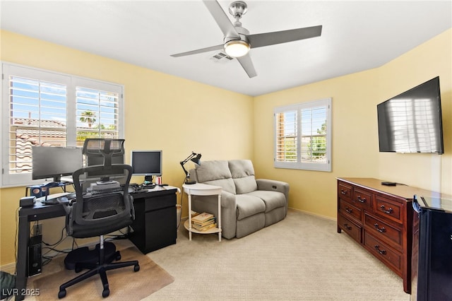 9136 Eagle Ridge Dr, Las Vegas, NV 89134 - office space with ceiling fan and light colored carpet