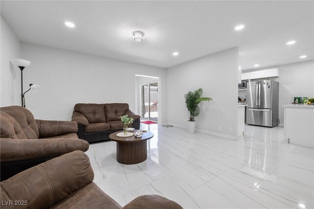 3361 Horizon St, Las Vegas, NV 89121 - living area featuring light marble finish flooring and recessed lighting