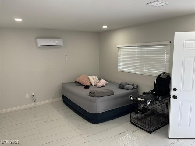 3361 Horizon St, Las Vegas, NV 89121 - bedroom with a wall unit AC, light marble finish flooring, and recessed lighting