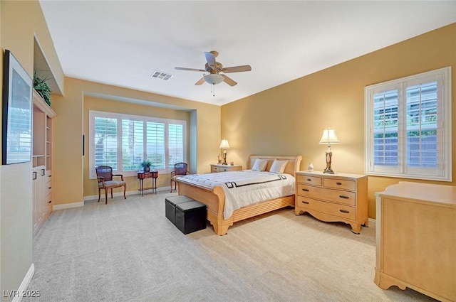212 Florio Ct, Las Vegas, NV 89138 - bedroom with light colored carpet and ceiling fan