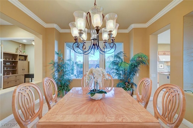 212 Florio Ct, Las Vegas, NV 89138 - dining area featuring a chandelier and crown molding
