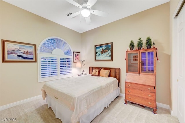 212 Florio Ct, Las Vegas, NV 89138 - bedroom with light carpet and a ceiling fan