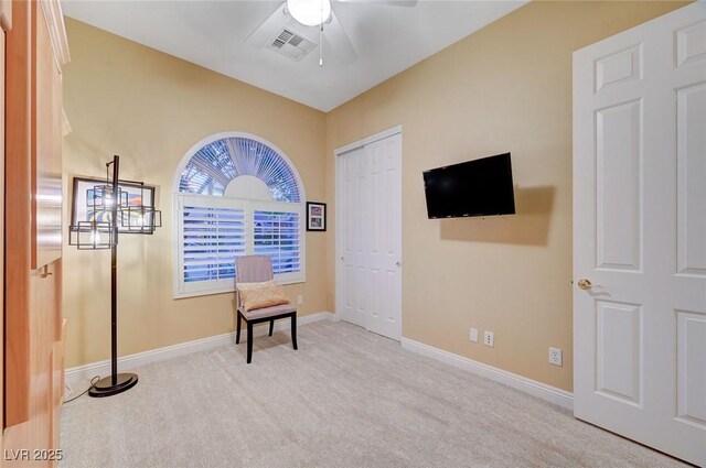 212 Florio Ct, Las Vegas, NV 89138 - sitting room with ceiling fan and carpet floors